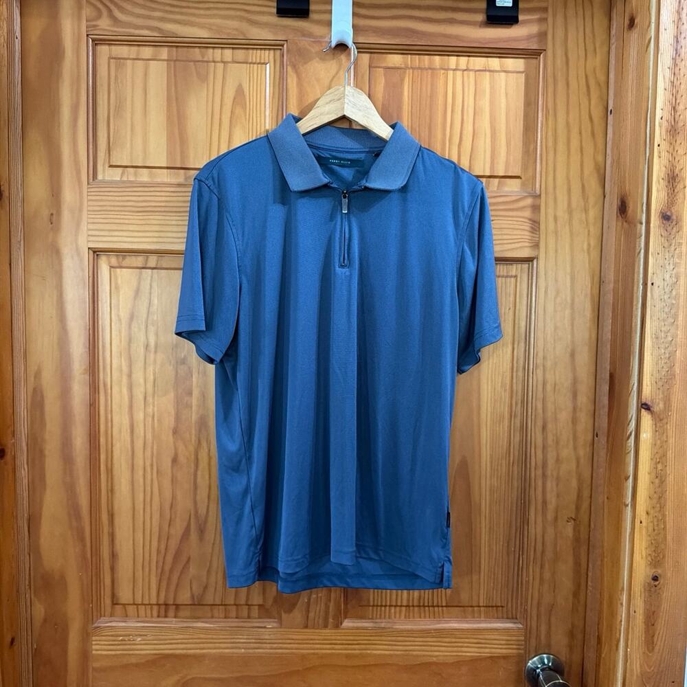 Men's Perry Ellis Blue Short Sleeve Collared Polo Shirt Size M